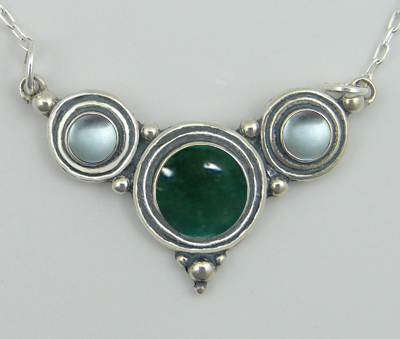 Sterling Silver Necklace Fluorite And Blue Topaz